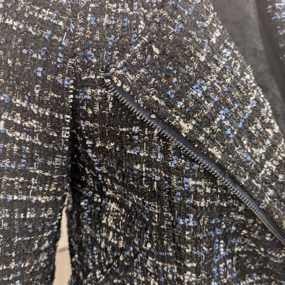 Ann Taylor Black with Blue, Beige Tweed Jacket 00P - Picture 5 of 6